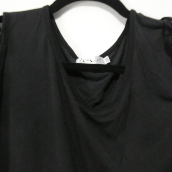LIOFOER | 2XL | Edgy Black Cut-Out Shoulder Top - Picture 4 of 12